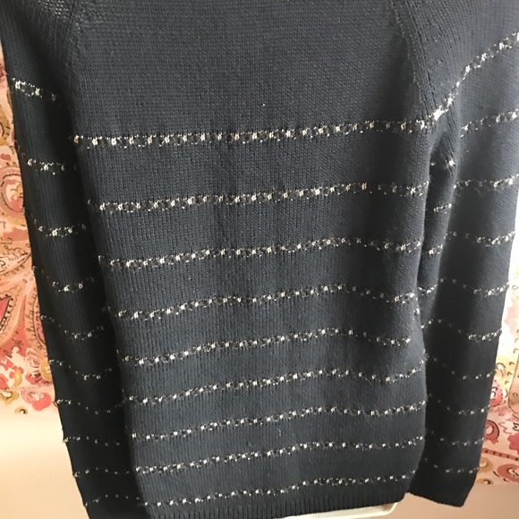 Loft Black Boatneck Sweater W/ Gold Stripe - Picture 5 of 7